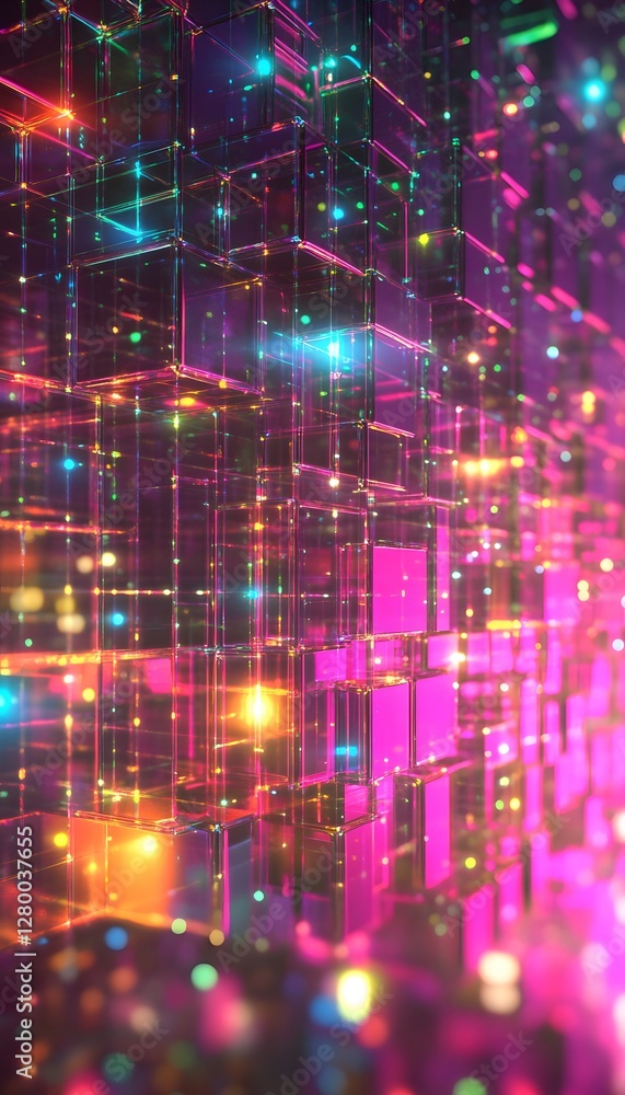 Aufkleber a luminous colorful structure of cubes with sparkling highlights