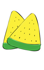 slice of Yellow watermelon Digital Illustration Art Design Vector