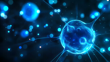 3D Render of Neurons in Blue with Network Connections