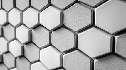 Fototapeta premium Abstract Hexagon Pattern: Modern Geometric Design in Shades of Gray and White