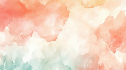 Obraz premium Abstract Watercolor Wash Painting with Orange, Peach, and Turquoise
