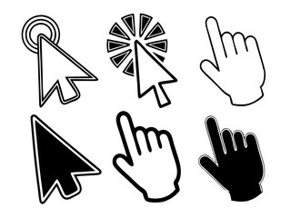 Cursor icon set, Vector icon, Line art Vector, Doodle Icon