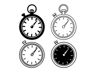 Stopwatch icon set, Vector icon, Line art Vector, Doodle Icon