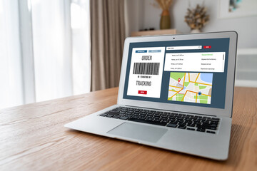 Fototapeta premium Delivery tracking system for e-commerce and modish online business to timely goods transportation and delivery