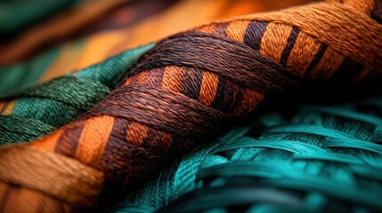 Artisan crafting vibrant woven textiles market stall close-up colorful fibers artistic perspective