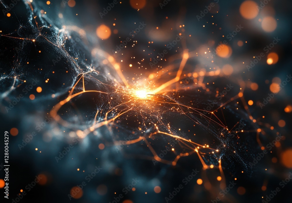 Aufkleber stunning abstract background of glowing particles and streams of light on a dark cosmic background w
