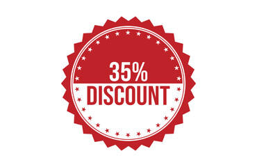 35% discount red ribbon label banner.