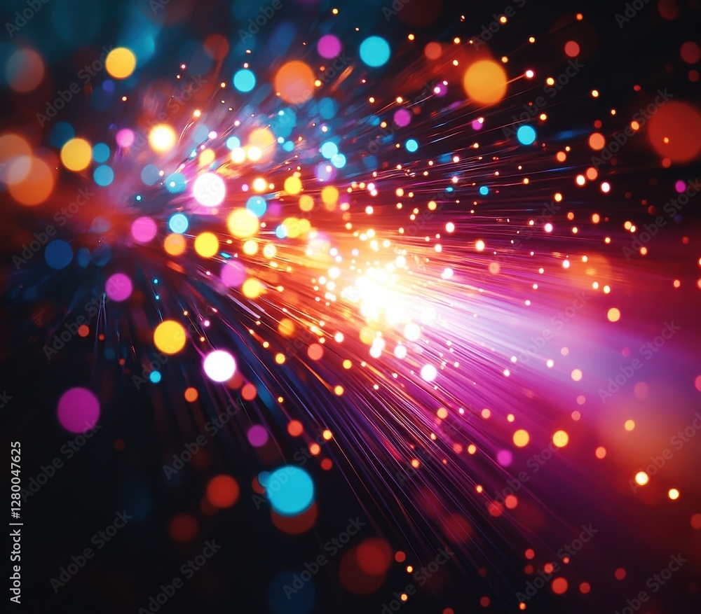 Poster vibrant and colorful light rays with bokeh effect creating a stunning background for graphic design 
