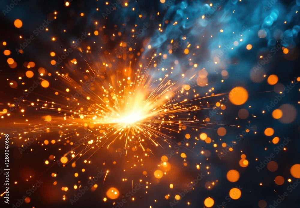 Poster vibrant and dynamic abstract background featuring bright sparks and glowing particles in a beautiful