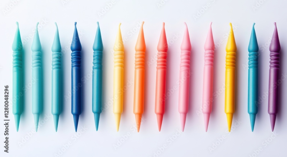 Aufkleber vibrant collection of colorful crayons arranged in a harmonious linear pattern on a clean background