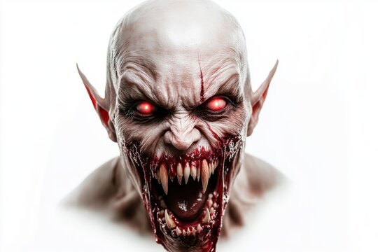 A terrifying monstrous vampire creature bares its fangs
