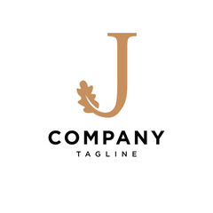 Letter J Oak Leaf Logo Icon Vector