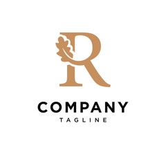 Letter R Oak Leaf Logo Icon Vector