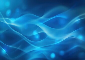 Obraz premium Abstract blue wavy lines and glowing bokeh background.