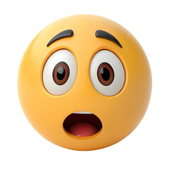 Fototapeta premium A really high quality 3d yellow astonished emoji illustration isolated on white background. big eye astonished emoji illustration on white. trending emojis on white background.