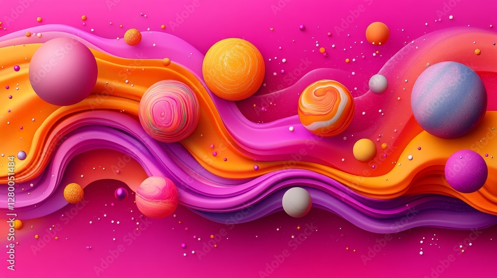 Aufkleber dynamic abstract artwork with vibrant color play and flowing motion texture digital illustration mod