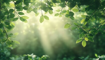 Sunlit Green Forest Canopy Lush Leaves and Soft Light