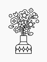 Flower in Vase Coloring Page Vector