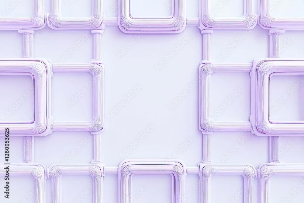 Poster clean gradient background enhances a minimalist 3d wireframe with pale lavender borders, positioned 