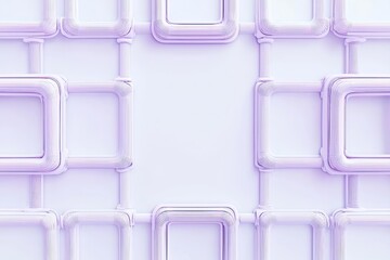 Clean gradient background enhances a minimalist 3D wireframe with pale lavender borders, positioned symmetrically.