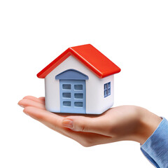 Hand Holding Small Model House Symbolizing Home Ownership Concept