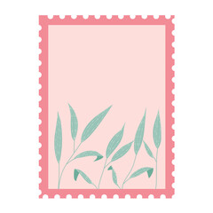Pink Stamp with Leaves Illustration 