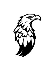 Obraz premium Bald Eagle Head Profile Black and White Vector Illustration