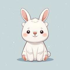 Fototapeta premium Cute White Bunny Rabbit Cartoon Illustration