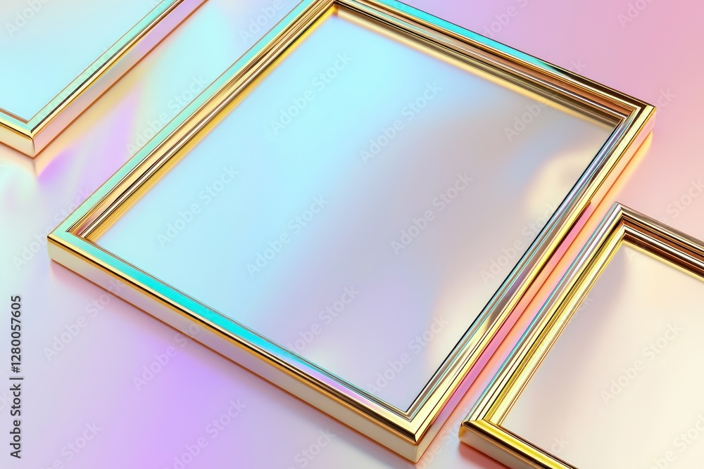 Poster soft gold-edged modern 3d frame dynamically set against a polished gradient backdrop.