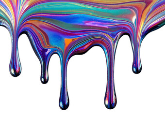 Naklejka premium 3D iridescent glass Dripping on Surface isolated on transparent or white background