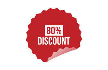 80% discount red ribbon label banner.