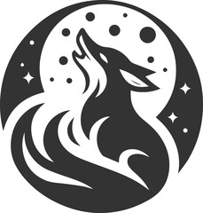 A fox howling at the moon with a proud expression vector