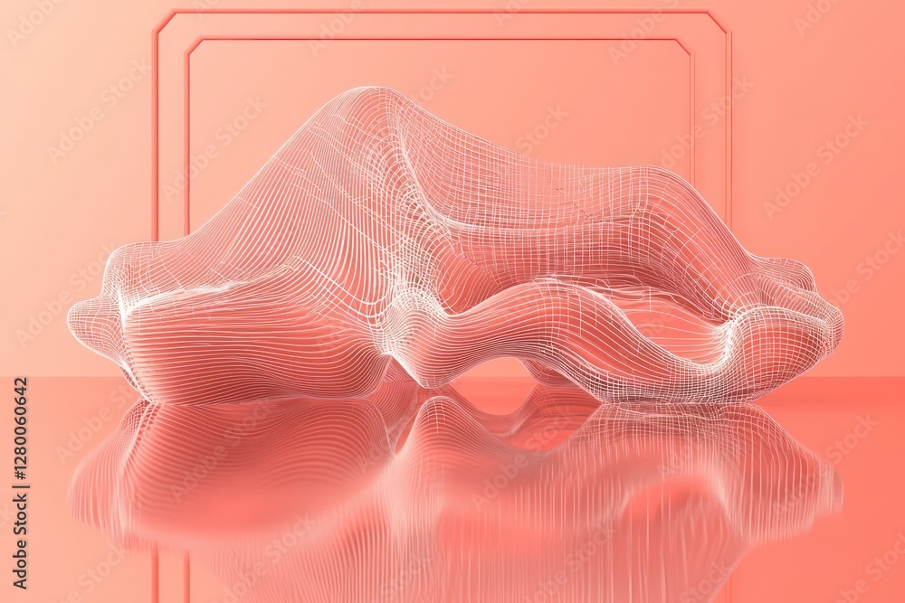 Poster polished surface enhances the symmetrical presentation of a high-resolution 3d wireframe with muted 