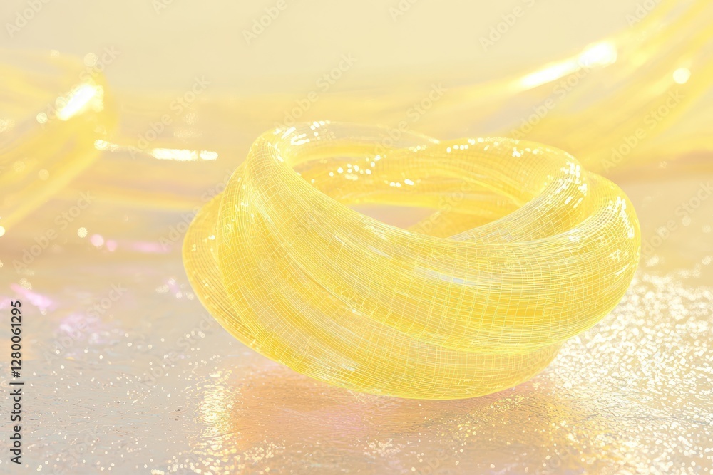 Poster textured surface with a polished finish gently supports a muted yellow wireframe in 3d, subtly illum