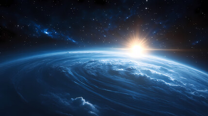 Majestic Earth from Space: Clouds, Stars, and a Radiant Glow