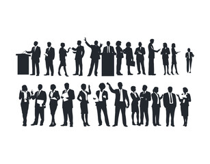 Business People Leadership Presentation Silhouettes Template