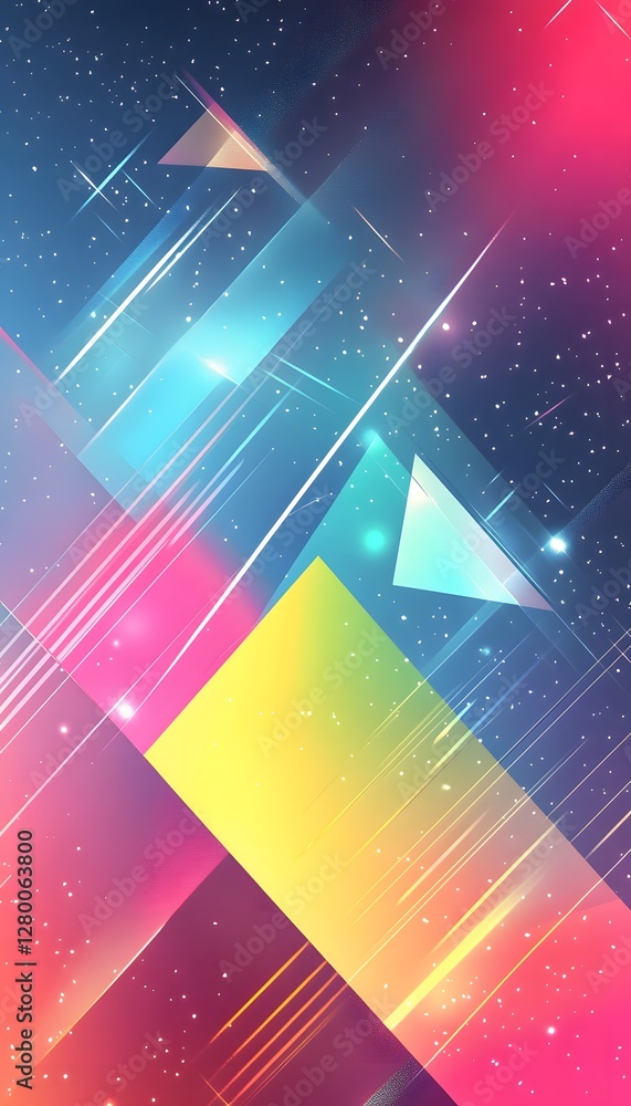 Poster geometric shapes and colors create a bright and colorful image