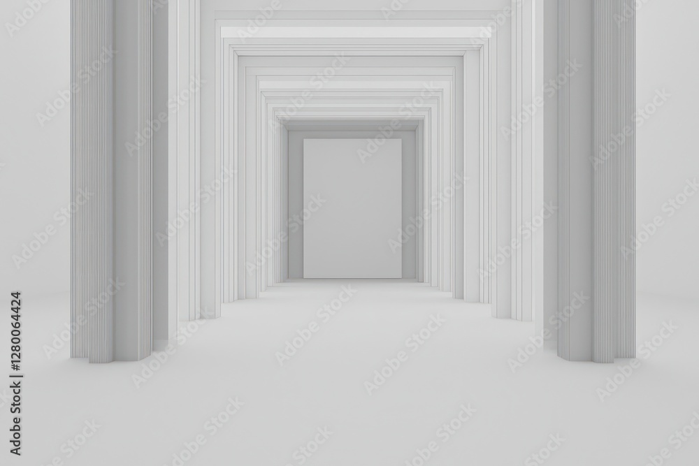 Poster pale gray-bordered realistic 3d wireframe mock-up, featuring clean lines and ample ad space.