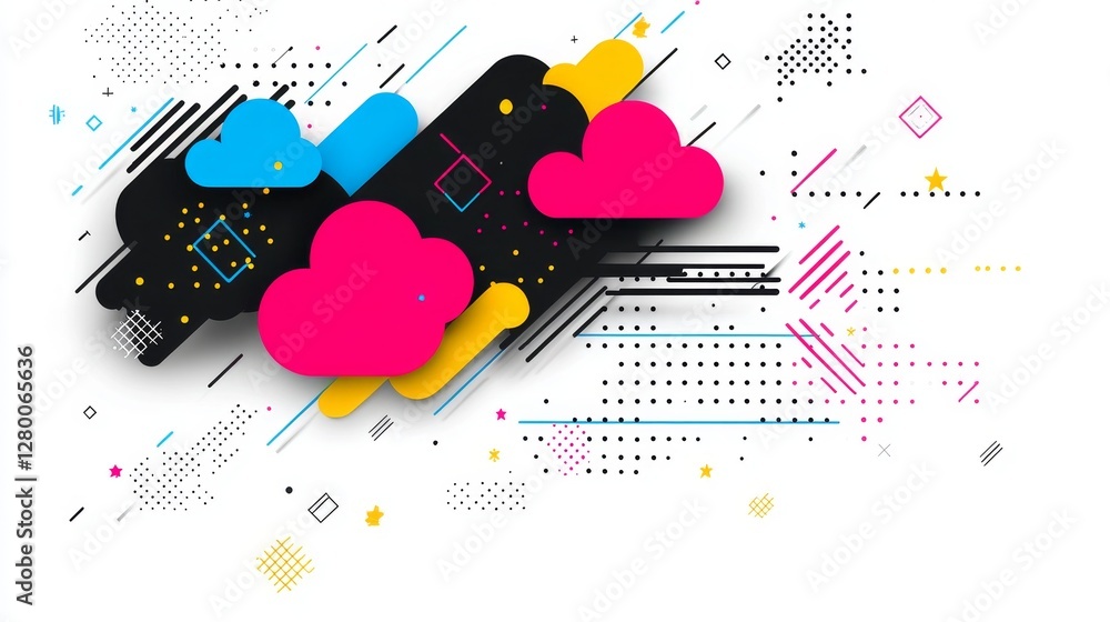 Poster vibrant abstract cloud technology illustration dynamic colorful design digital innovation concept wi