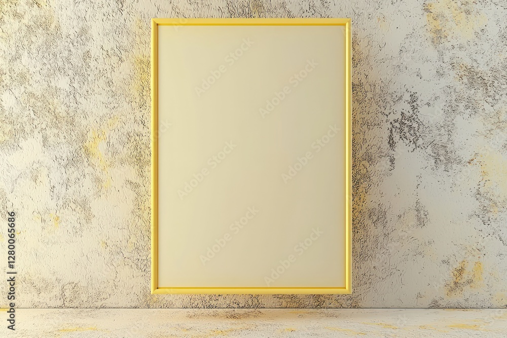 Aufkleber matte textured backdrop frames a realistic 3d mock-up with pale yellow borders, centered symmetrical