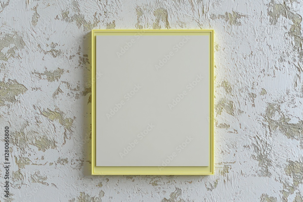 Aufkleber centered symmetrically, a realistic 3d mock-up features pale yellow borders on a textured matte back