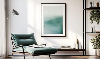 Frame mockup, ISO A paper size. Living room wall poster mockup. Interior mockup with house background. Modern interior design.