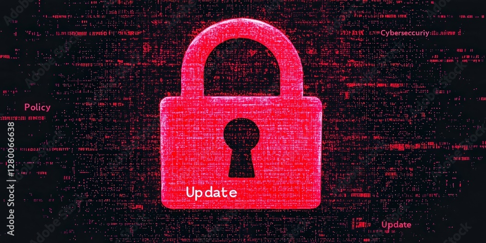 Poster public policy concepts. digital padlock symbolizing security and updates in technology.
