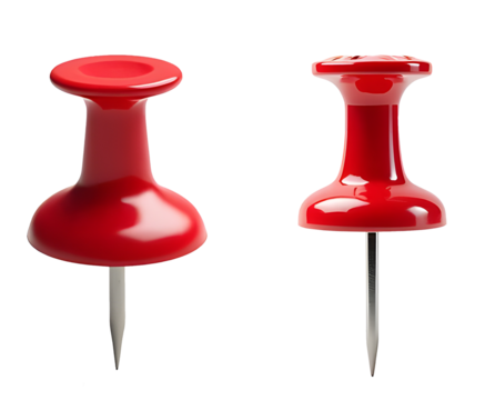 
red thumbtack displayed against a plain white background