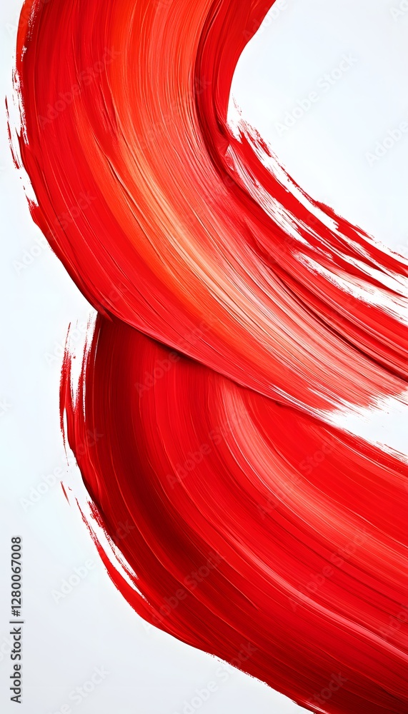 Poster red brushstrokes against a white background creating an abstract design