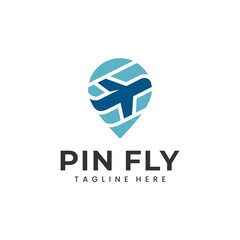 Travel agency logo with pin location icon