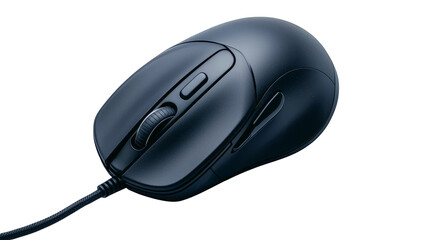 Sleek black wireless mouse on matching mousepad, a modern workspace essential