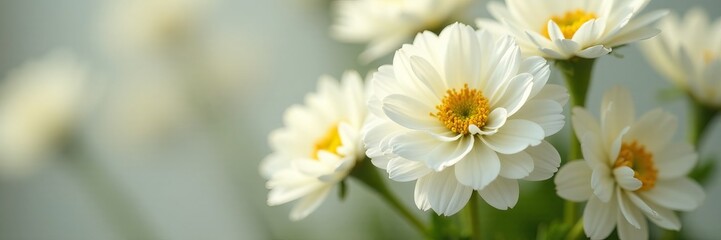 Close-up of a beautiful bunch of white ranunculus flowers in soft natural light, flowers, soft