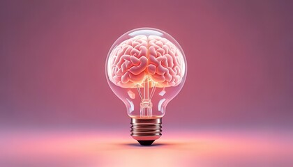 Innovative growth ideas for development a bright idea in science light bulb with brain concept creative execution