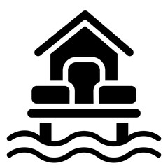 Floating house Solid Icon